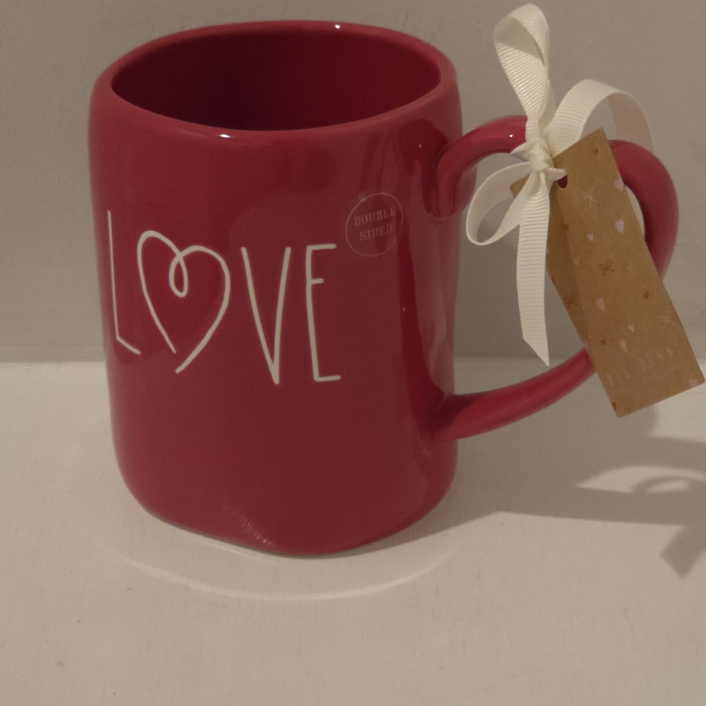 Rae Dunn Love Mug. Ceramic Coffee  Mug/ Tea Cup With Heart Handle. Valentine